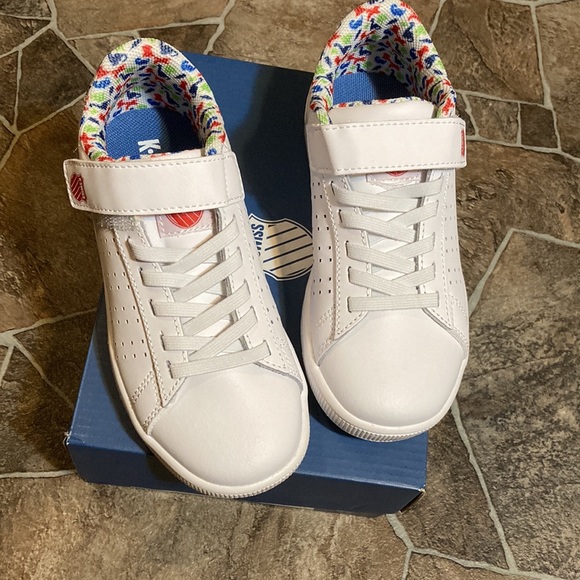 New in Box K-Swiss LITTLE KIDS COURT CASPER VLC WHITE/DINO Sz 12 - Picture 3 of 12